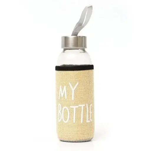300ml Eco Glass Sipper Bottle – “MY BOTTLE” with Jute Sleeve | Stylish, Leakproof, Reusable